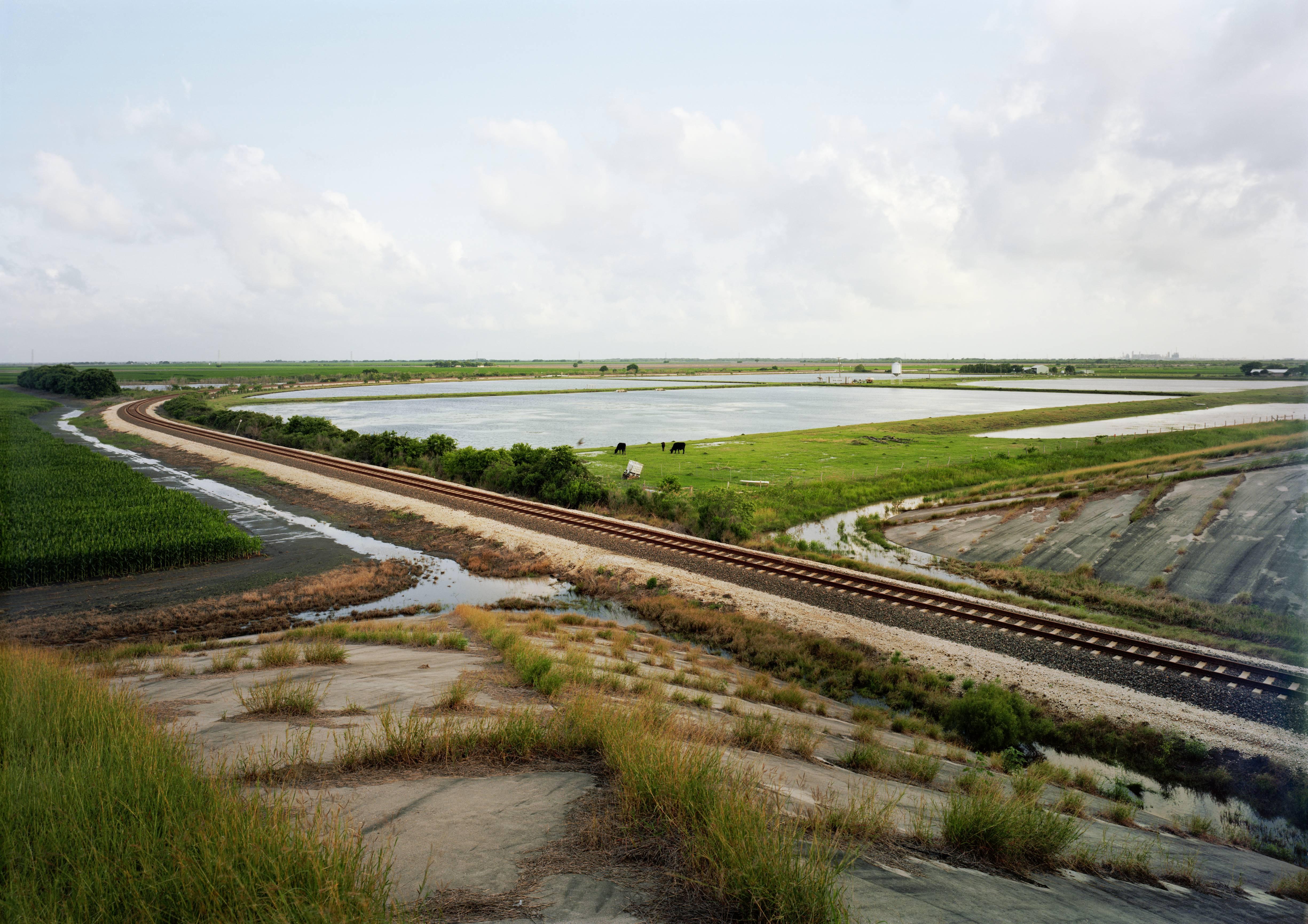 Victoria Sambunaris Landscape Photograph - Untitled (Train Tracks), Port Lavaca, Texas