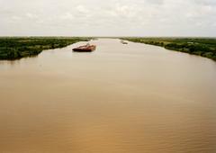 Untitled (Intercoastal Waterway with Red Barge), Bolivar Peninsula, Texas