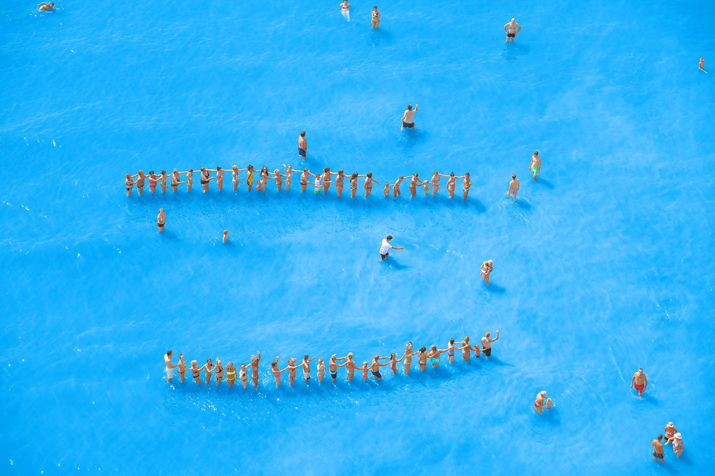 Olivo Barbieri Color Photograph - Adriatic Sea (staged) Dancing People, #14