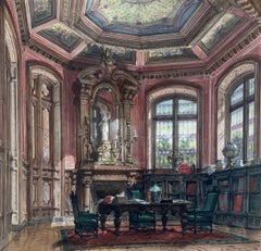 Interior of a private mansion, Library, Rothschild style, Signed and dated 1875