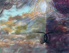 Composition spirituelle chrétienne, peinture abstraite, signée