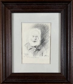 Period Portrait of Victor Hugo, Drawing, Black pencil, Signed and dated