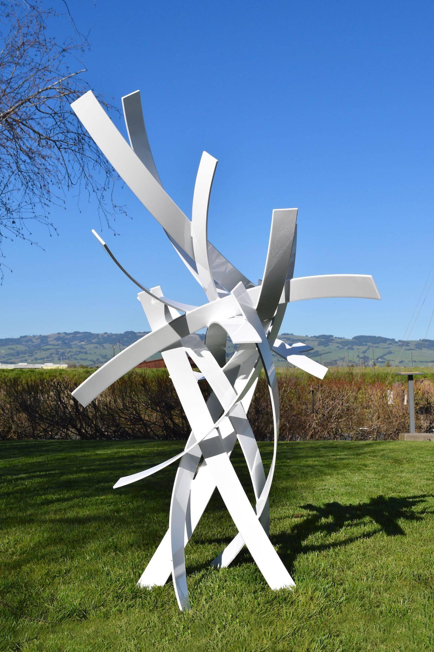 Matt Devine Abstract Sculpture - Up, Up and Away - White Sculpture