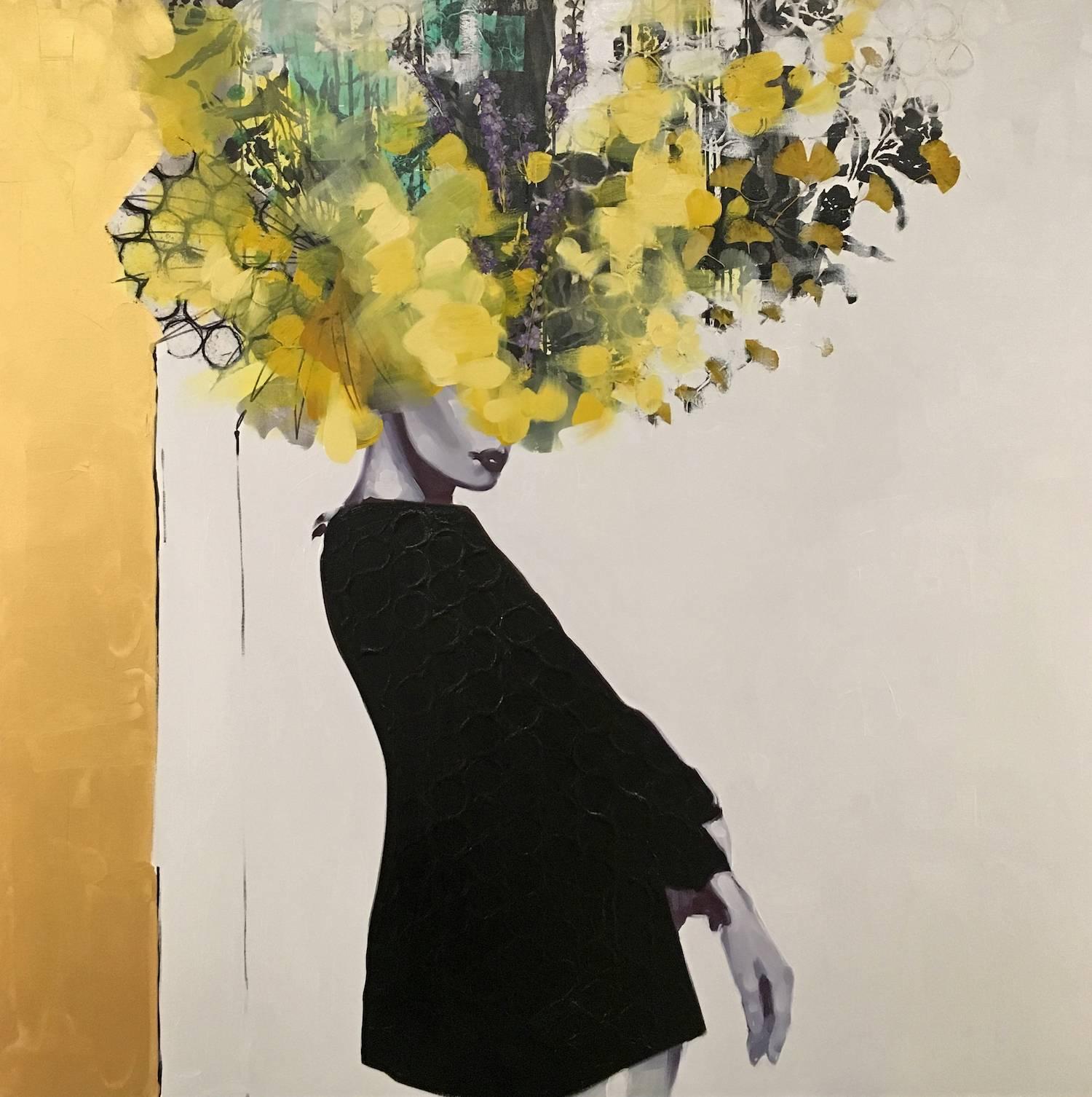 Anna Kincaide Figurative Painting - Nothing Like Before - Female Figure Painting, Yellow Floral