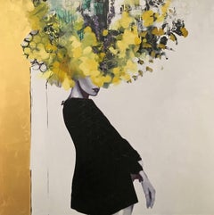 Nothing Like Before - Female Figure Painting, Yellow Floral