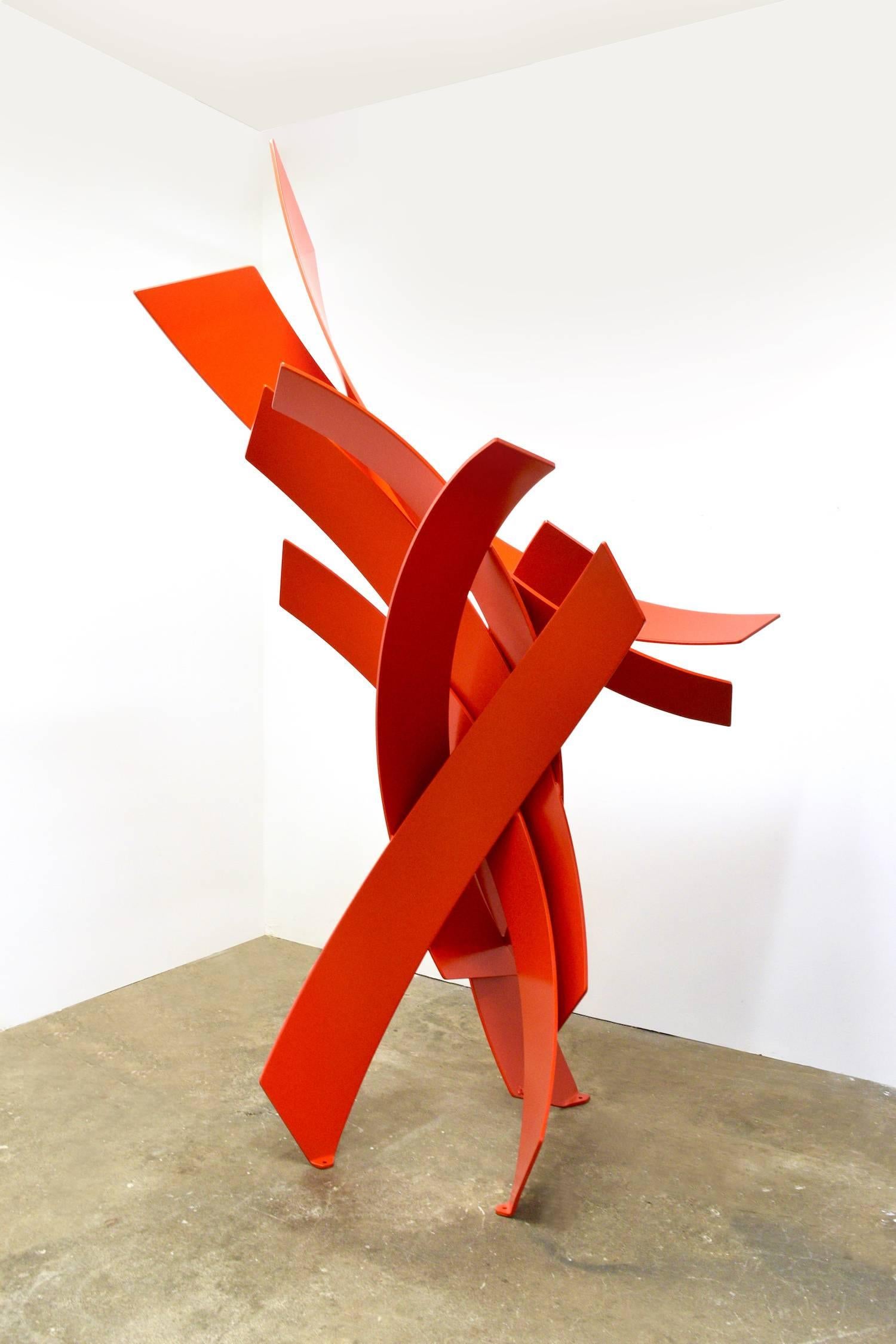 Matt Devine Abstract Sculpture - Rise and Shine - Red Sculpture