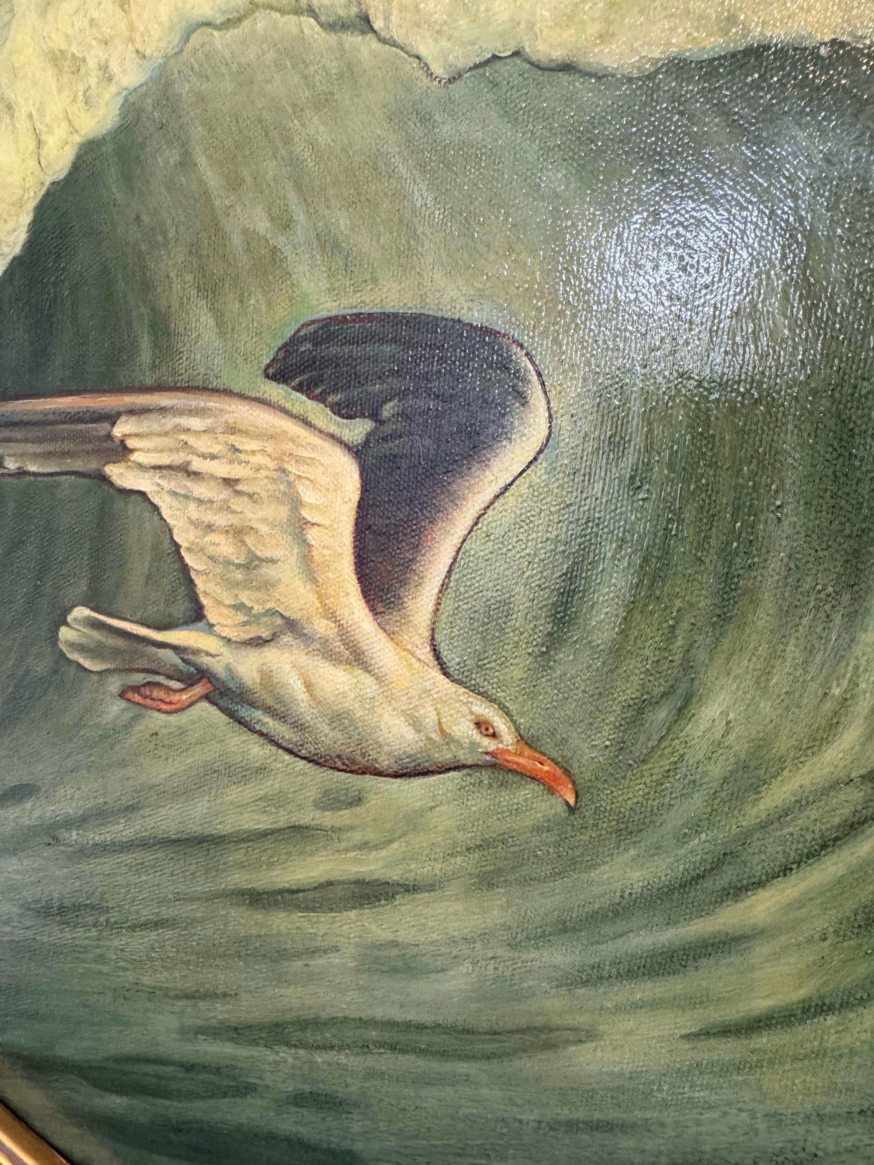 Bird 'n Barrel, Danny Galieote, Óleo sobre lienzo, Paisaje marino y pájaros, Americana Pop en venta 2