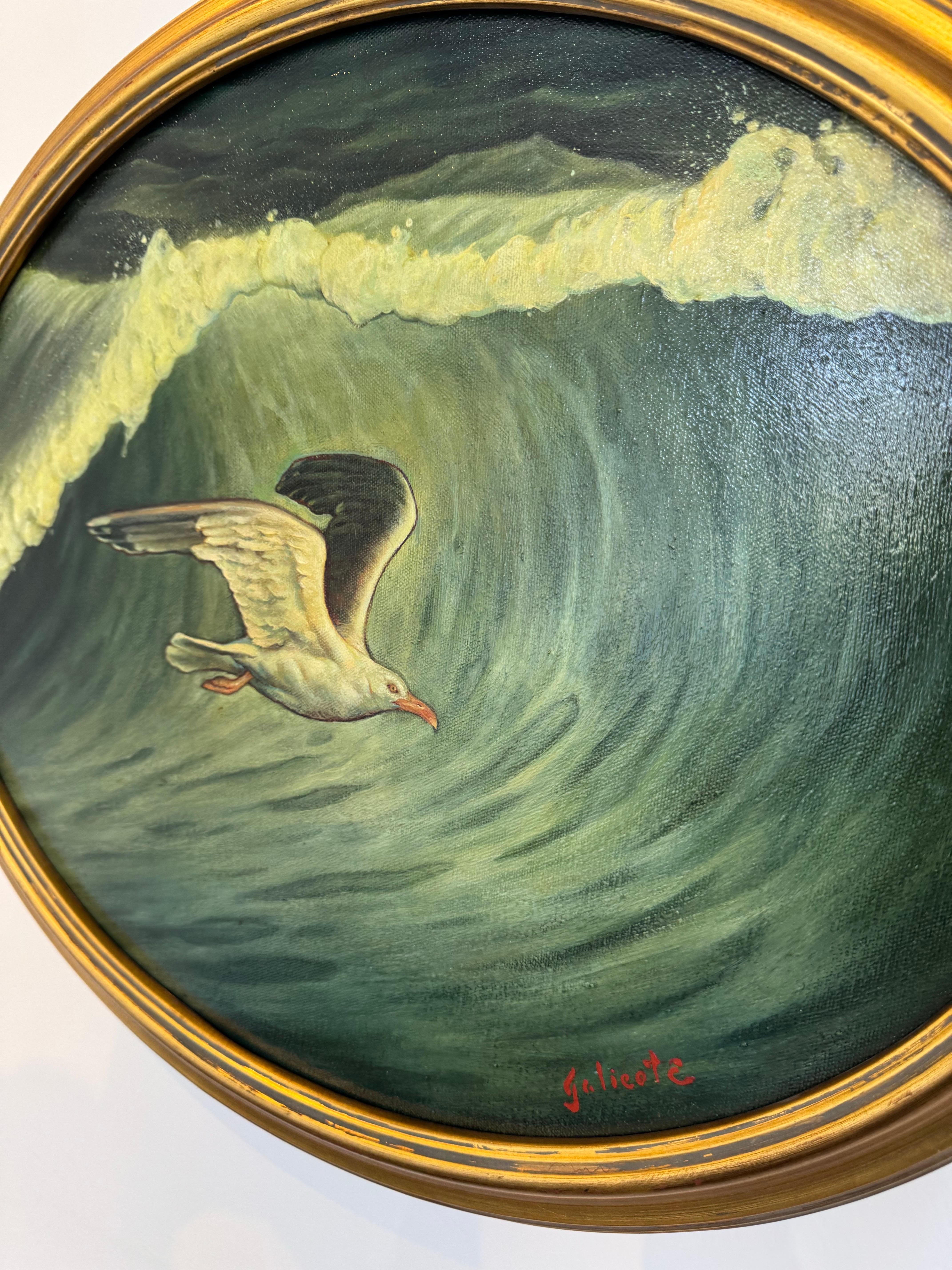 Bird 'n Barrel, Danny Galieote, Óleo sobre lienzo, Paisaje marino y pájaros, Americana Pop en venta 3