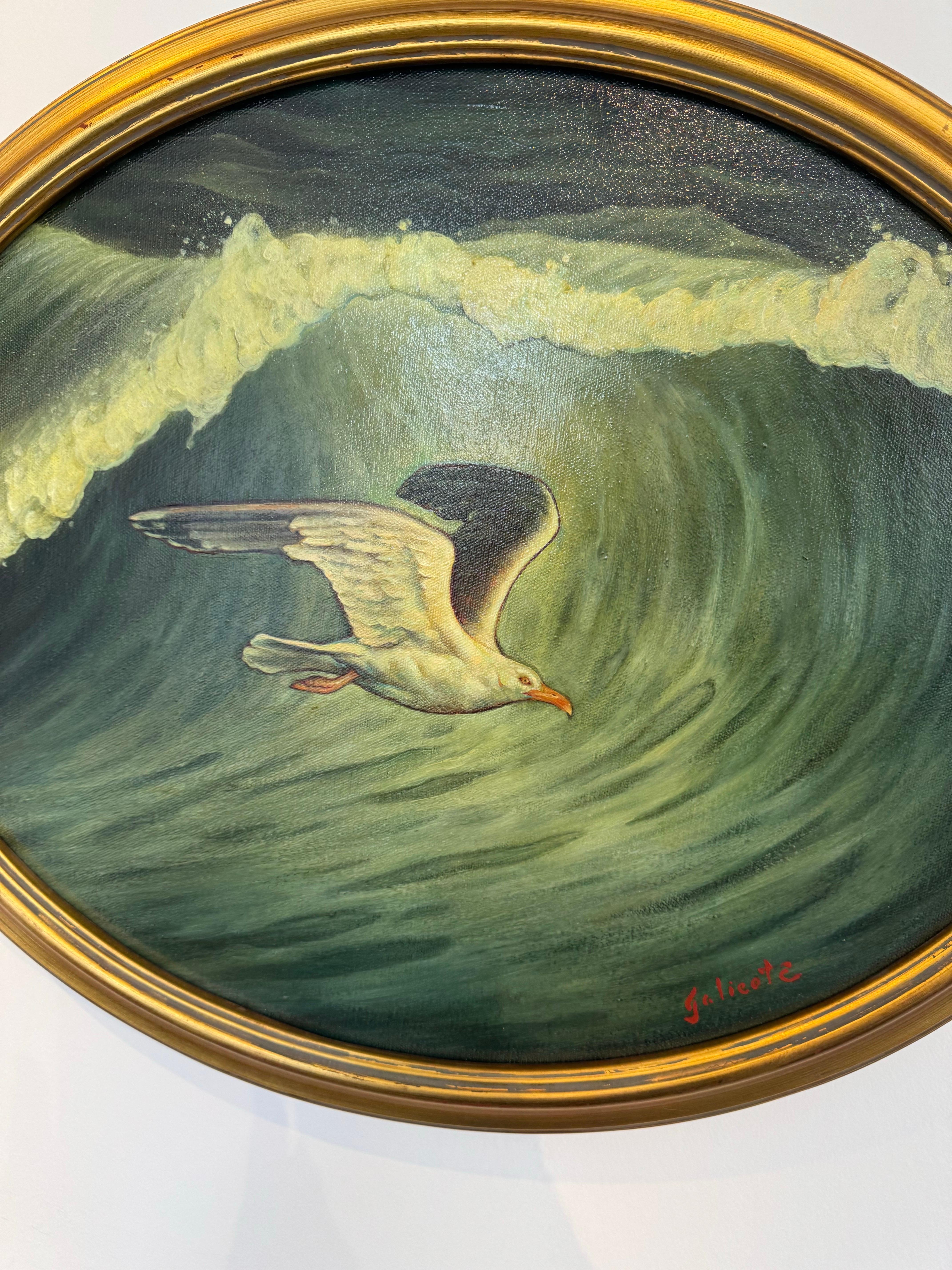 Bird 'n Barrel, Danny Galieote, Óleo sobre lienzo, Paisaje marino y pájaros, Americana Pop en venta 4