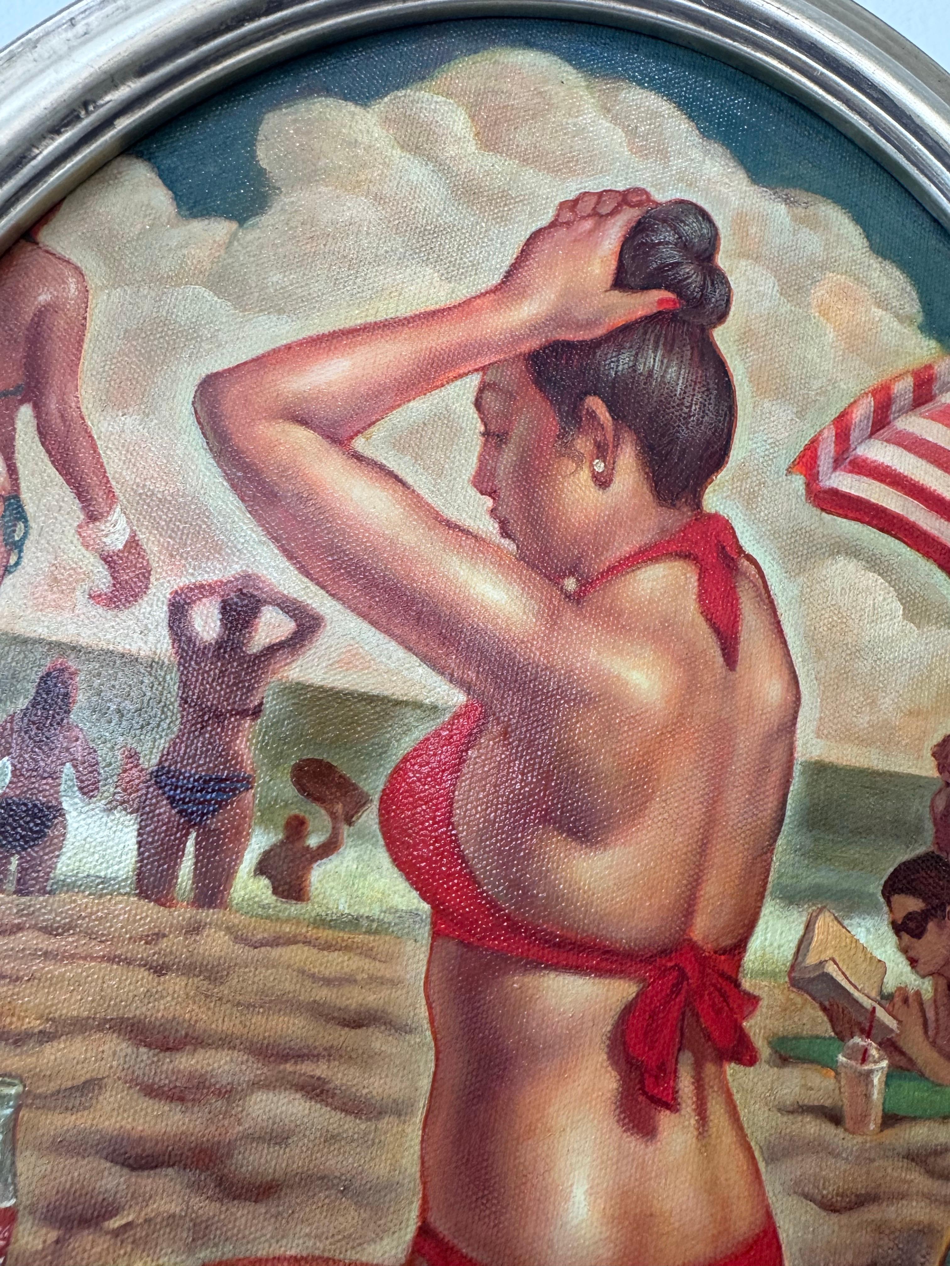Beach Bun, Danny Galieote, Óleo sobre lienzo, Figura femenina, Americana Pop en venta 3
