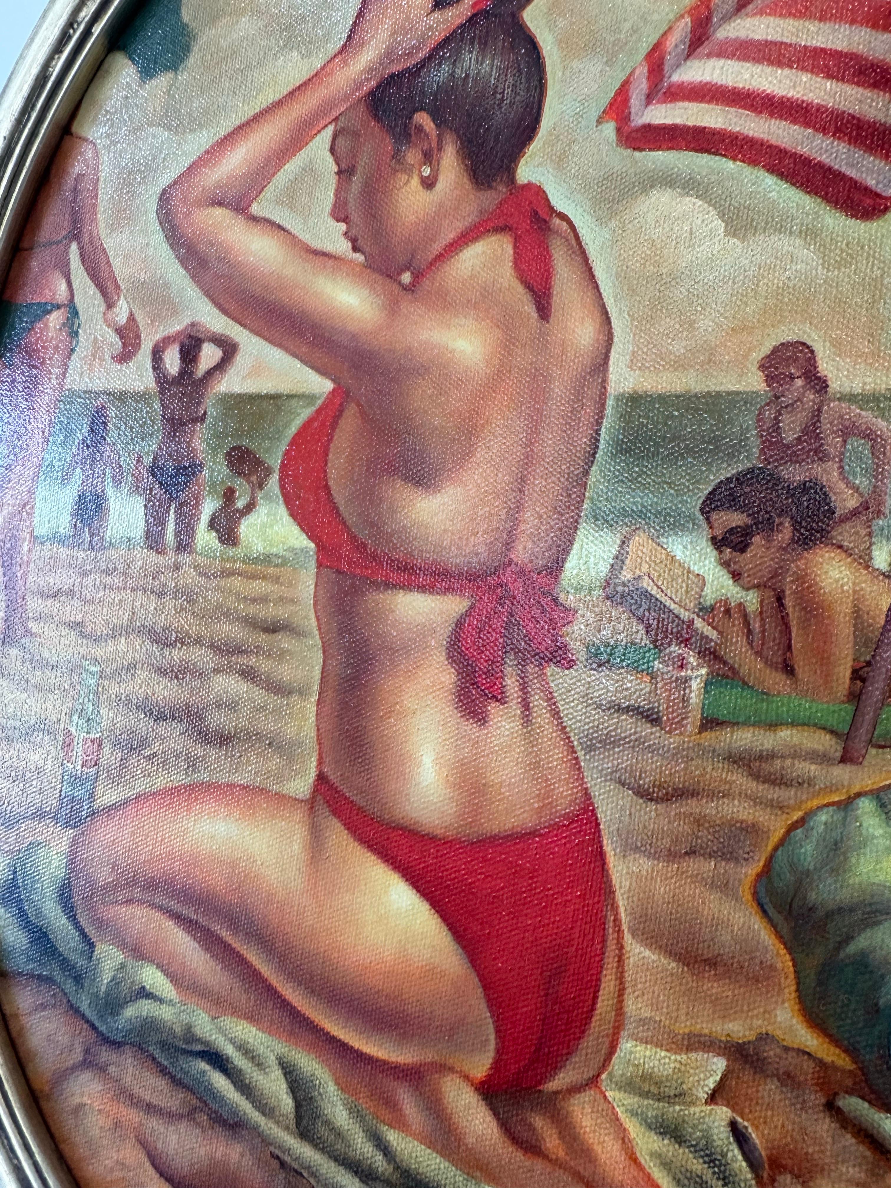 Beach Bun, Danny Galieote, Óleo sobre lienzo, Figura femenina, Americana Pop en venta 4