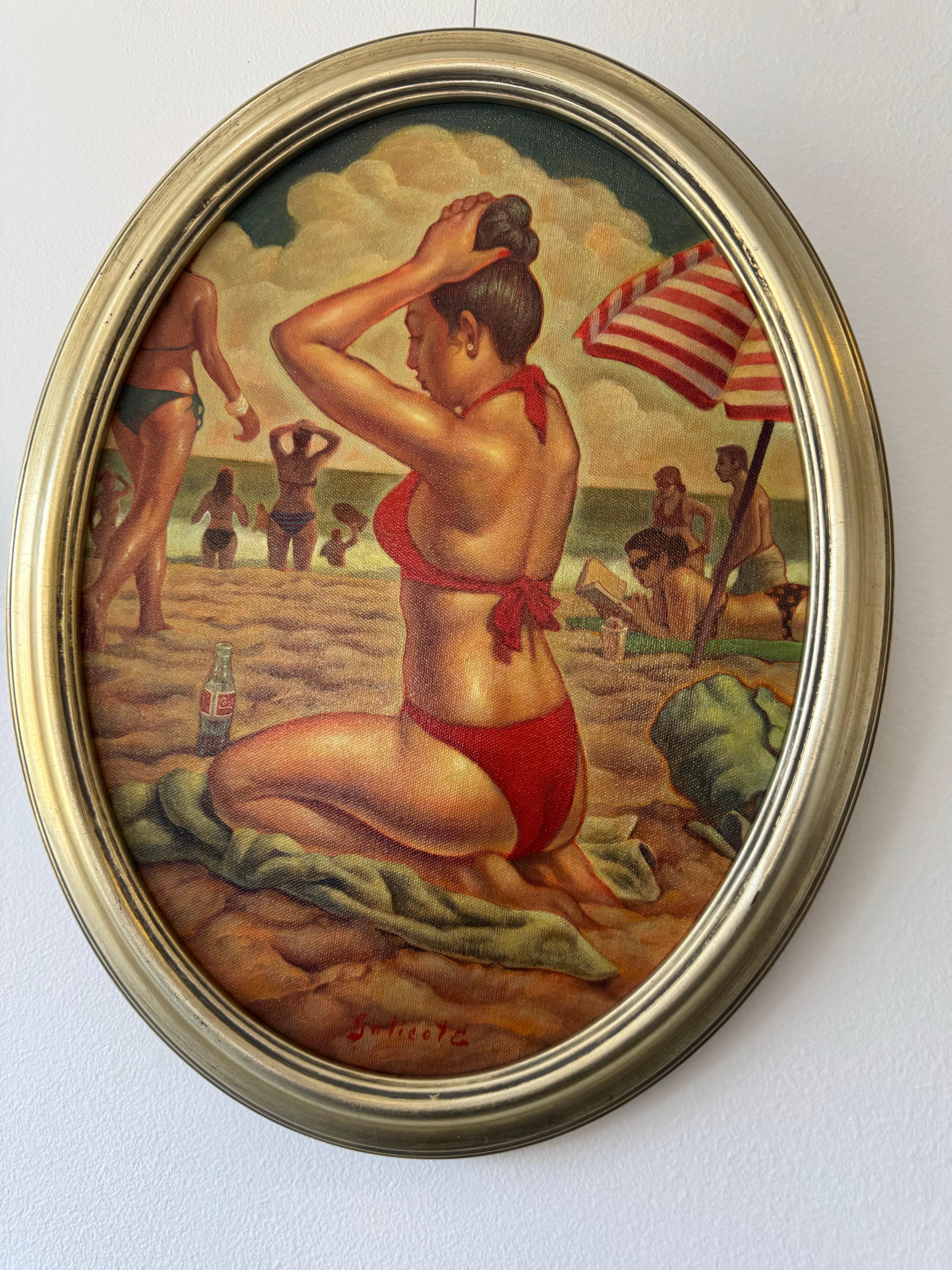Beach Bun, Danny Galieote, Óleo sobre lienzo, Figura femenina, Americana Pop en venta 5