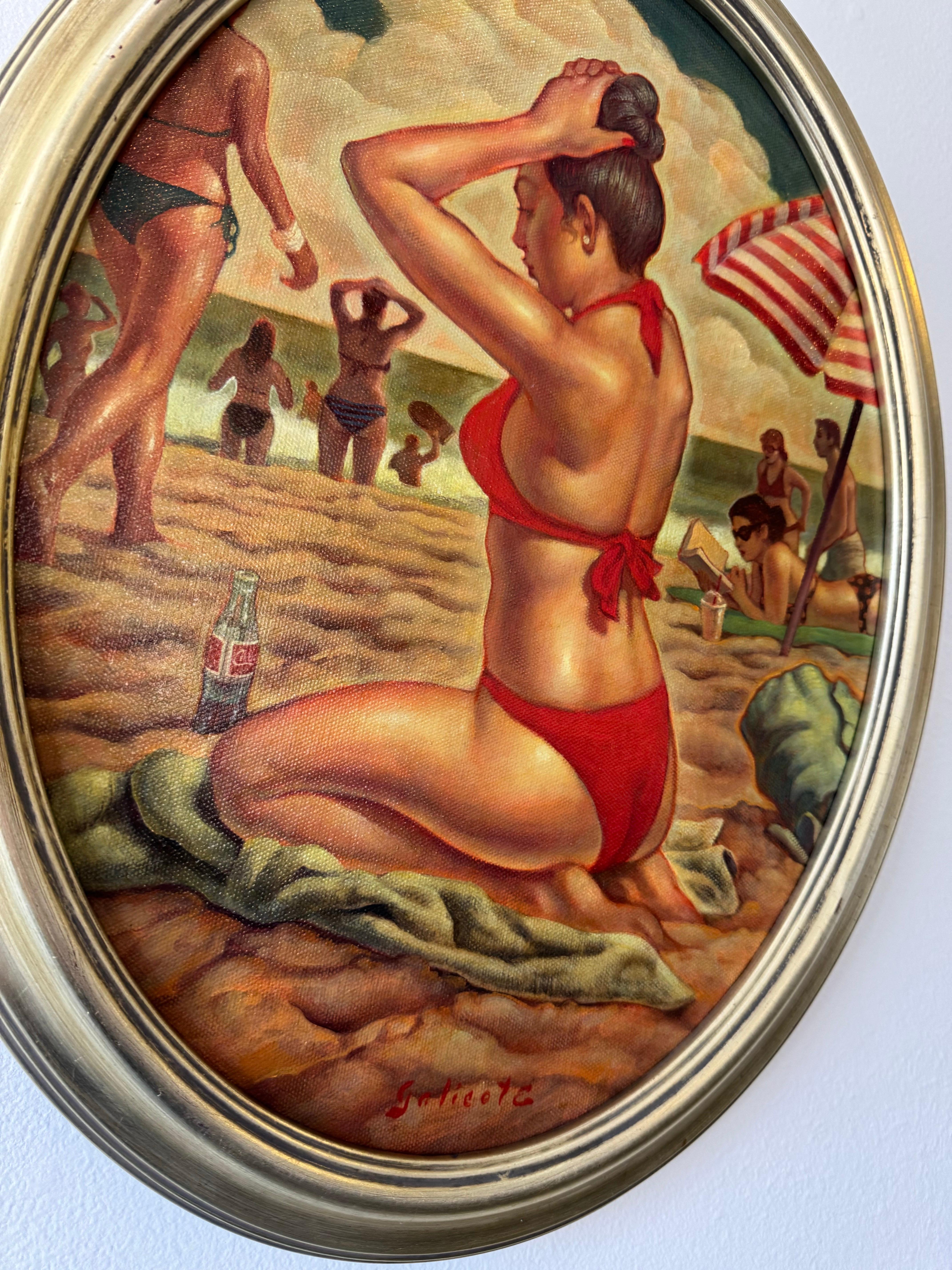 Beach Bun, Danny Galieote, Óleo sobre lienzo, Figura femenina, Americana Pop en venta 6