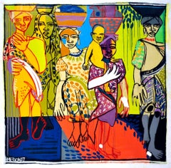 Woman Carrying and Washing, America Martin, Öl & Acryl, Figuratives/Porträt