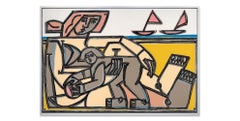 Figure Painting, Child, Bold lines, At Play Watching Boats by America Martin