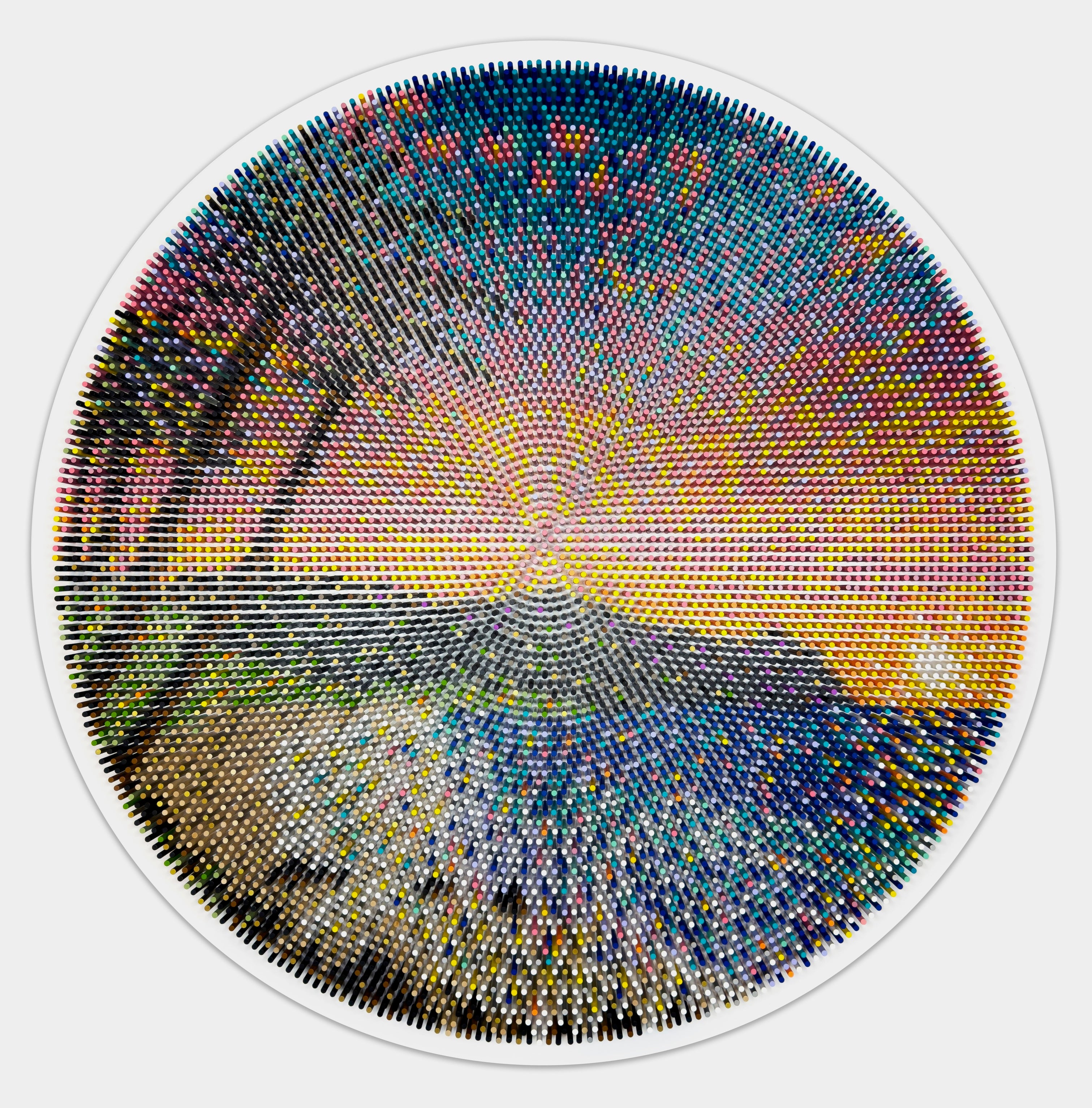 Abstract Round Wooden Dowel Wall Sculpture, Ocean, 8173-BEACH-0 by Matt Bilfield