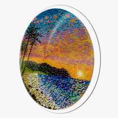 Abstract Round Wooden Dowel Wall Sculpture, Ocean, 8173-BEACH-0 by Matt Bilfield