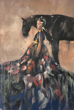 Floral Gown by Martin Adalian, Acrylic, Oil on Canvas, Figurative, Impasto