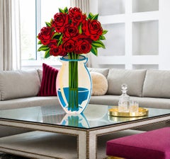 Vase by Michael Kalish, Sculpture, Floral, Red, Still Life of Roses, Pop Art