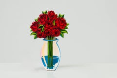 Vase by Michael Kalish, Sculpture, Floral, Red, Still Life of Roses, Pop Art