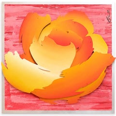 Frosted Rose I by Michael Kalish, Wall Sculpture, Flower, Yellow, Pop Art