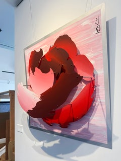 "Frosted Rose II" di Michael Kalish, scultura da parete in metallo tagliato al laser, gialla
