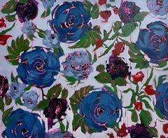 Patrón floral abstracto, flores, colores vivos, «Into the Blue» de Anna Kincaide