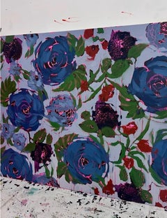 Motivo floreale astratto, fiori, colori vivaci, Into the Blue – Anna Kincaide