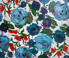 Patrón floral abstracto, flores, colores vivos, verano. Anna Kincaide