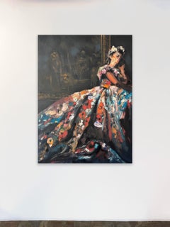 Flore by Martin Adalian, Acrylic, Oil on Canvas, Female Figure in Formal Dress