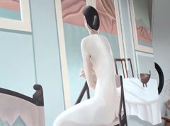Pintura figurativa de desnudo femenino, «Rosa, habitación sobre el lago», de Ellen Von Wiegandt