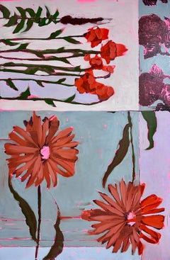 Abstract Floral Pattern, Flowers, Pastel Color, A Pair of Daisies Anna Kincaide