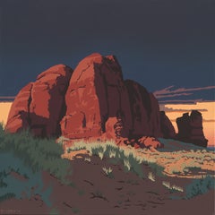 „Utah Landscape #21“ von Billy Schenck, Öl auf Leinwand, Landschaft, „Dark Blue Western“