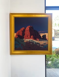 „Utah Landscape #21“ von Billy Schenck, Öl auf Leinwand, Landschaft, „Dark Blue Western“