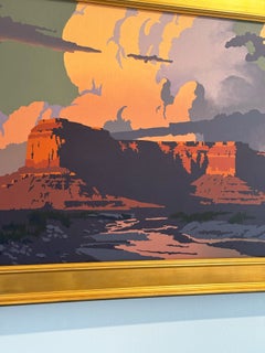 «Spring Creek», de Billy Schenck, óleo sobre lienzo, paisaje, cielo nublado