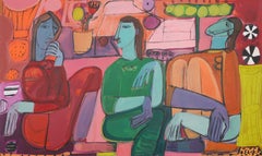 Abstrakte Figuren, Blumen, Früchte, leuchtende Farben, Windrad von Rebecca Jack