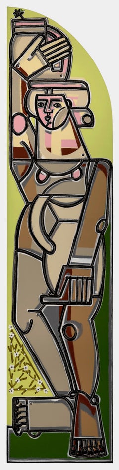 Figure Painting, Bold lines, Dogs, Vase, Man & Woman by America Martin