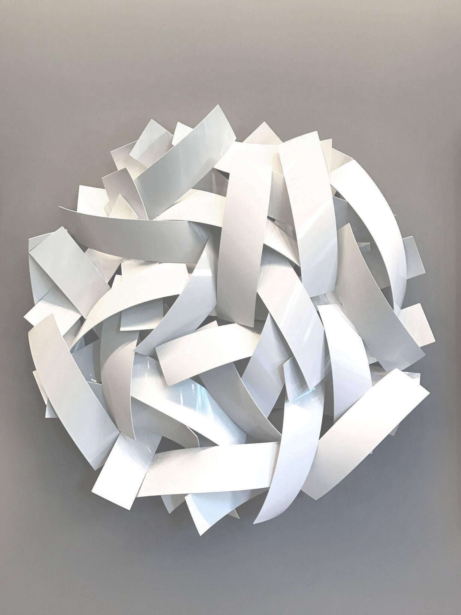 Fresh Tracks 2 - White Abstract wall sculpture - Sculpture by Matt Devine