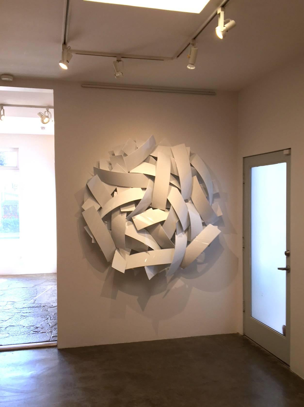 Fresh Tracks 2 - White Abstract wall sculpture - Gray Abstract Sculpture by Matt Devine