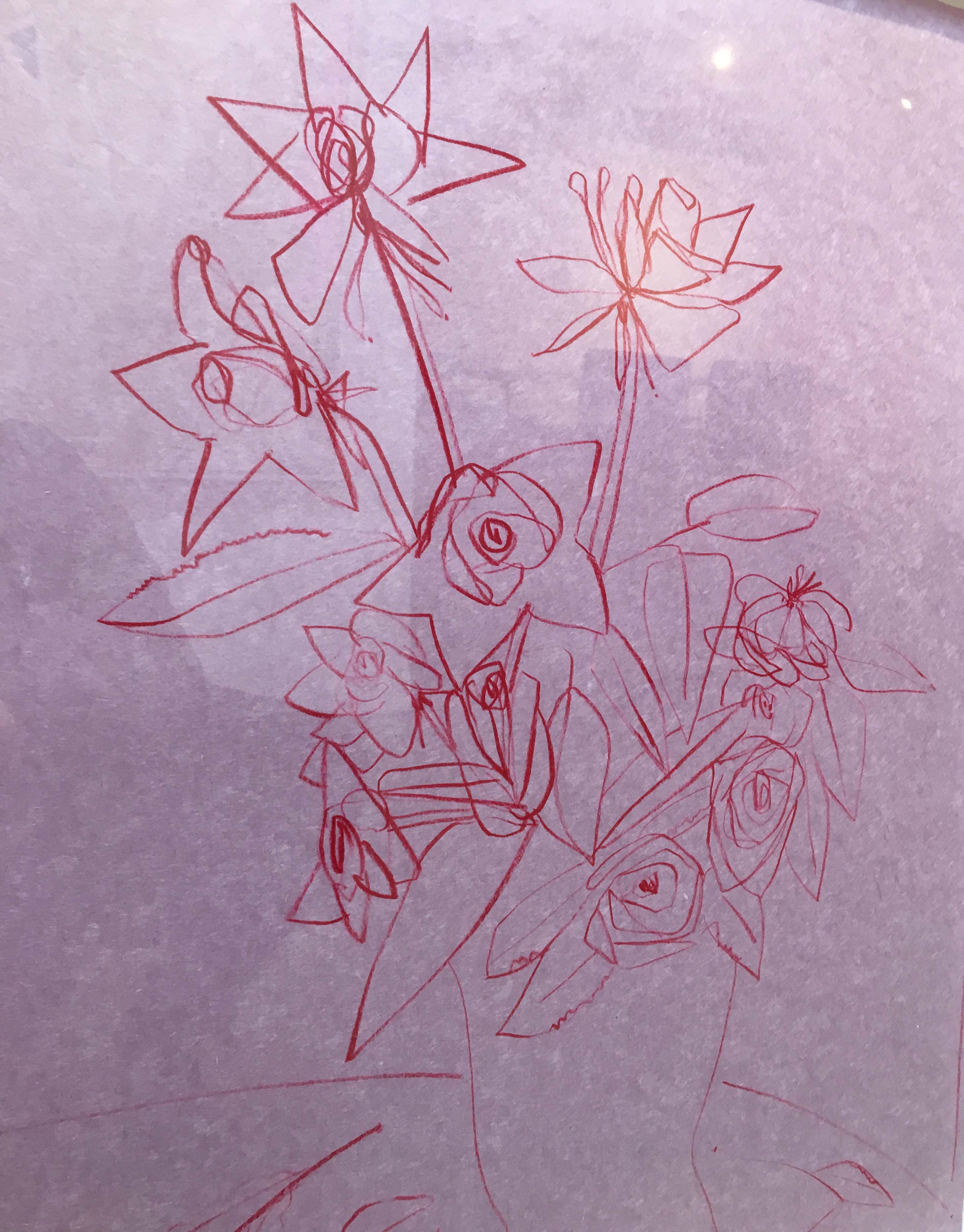 America Martin 3 Roses Of Different Shapes In Clay Vase Pencil