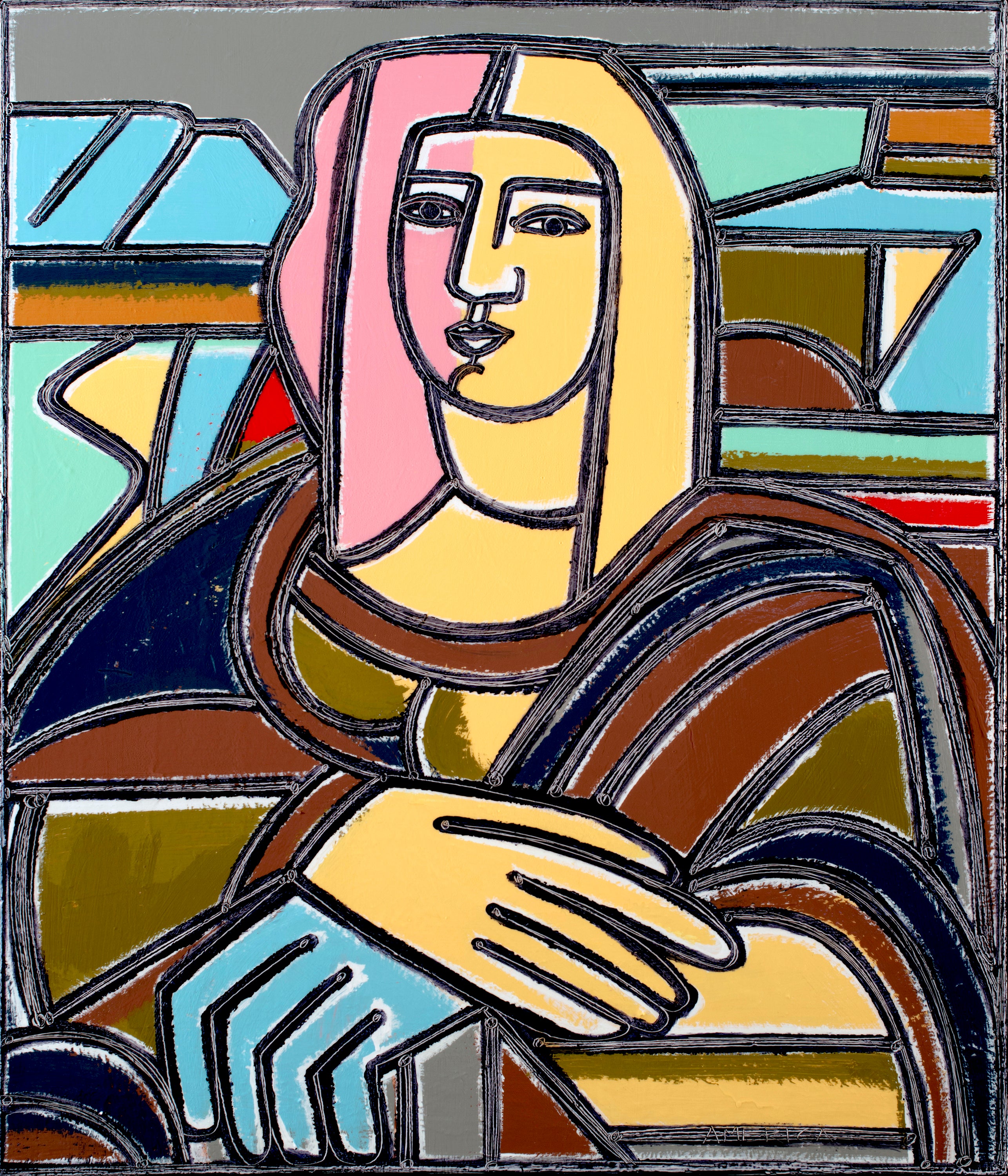 America Martin My Mona Lisa America Martin Oil Acrylic