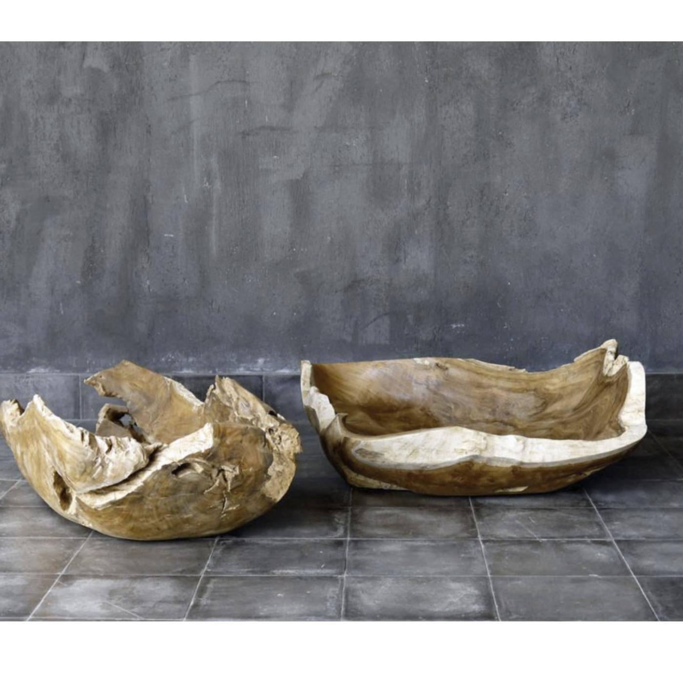 Unknown Abstract Sculpture - NATURAL TEAK BOWL 