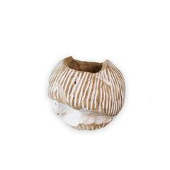 Carved white teak bowl