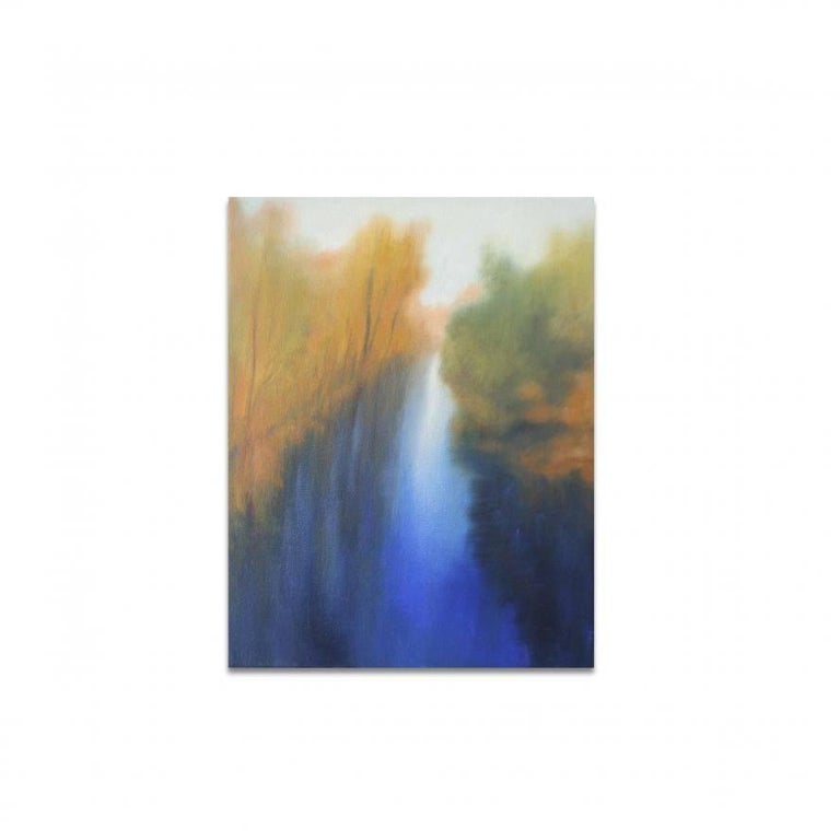 Morning Reflections by artist Doug Freed is a blue, orange, green, and white contemporary landscape made with oil on canvas that measures 20 x 18 and is priced at $1,800.
Doug Freed attempts to capture the mystical light found in natural