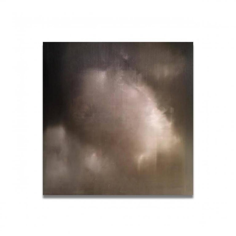 Dissipation by artist Courtney Garrett by is a brown, grey, and white contemporary abstract landscape made with oil on canvas that measures 48 x 48 and is priced at $6,900.
Courtney J. Garrett has created a minimal yet sophisticated approach to