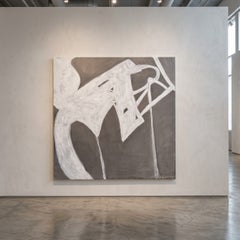 Collage XXVII, Abstract Oil on Raw Linen, Signed, 60 x 60 Inches