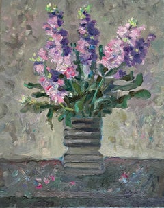 Stocks, flowers, pink, purple, vertical