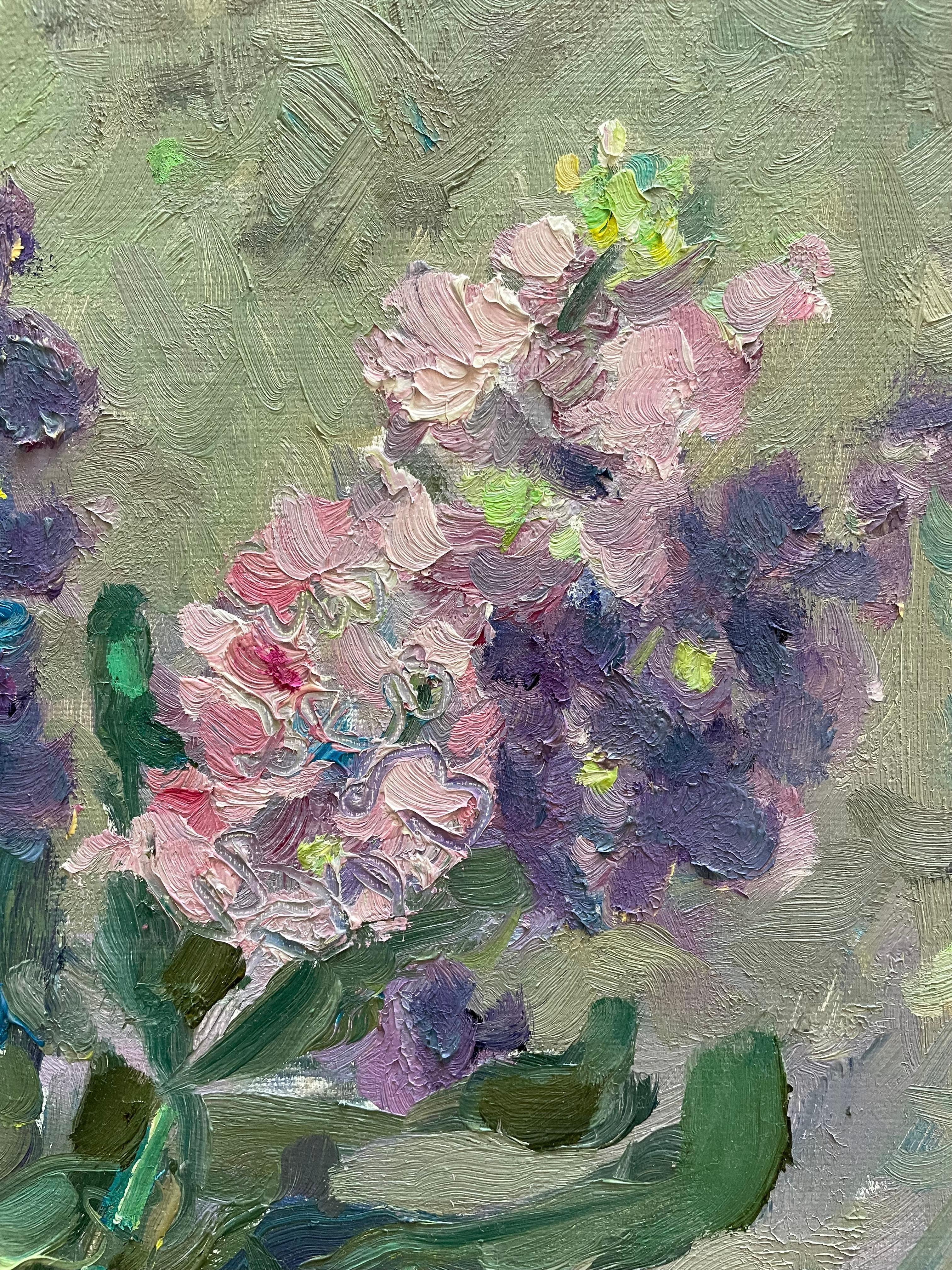 Stocks, flowers, pink, purple, vertical For Sale 1