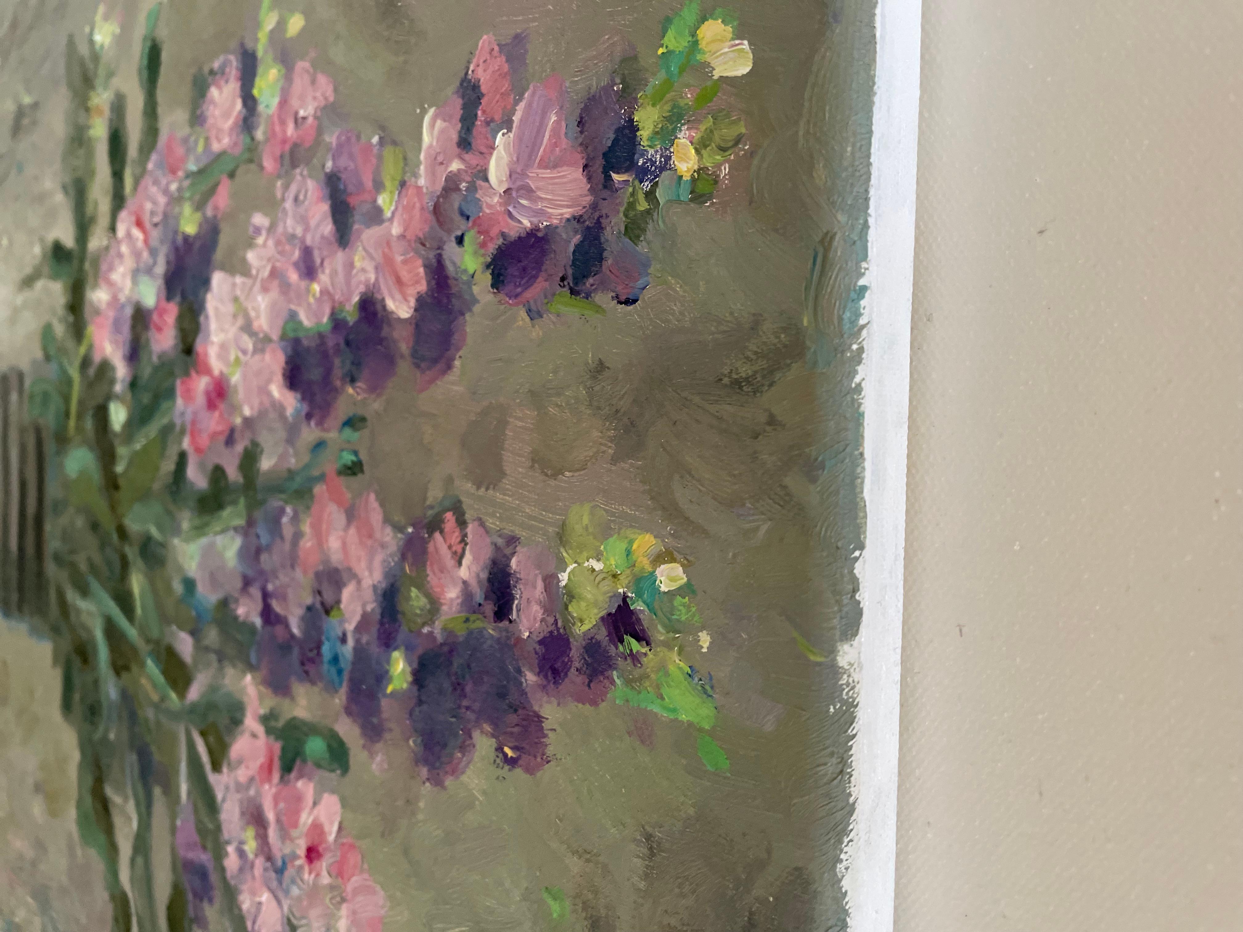 Stocks, flowers, pink, purple, vertical For Sale 4
