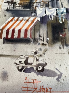 Naples, Big Wash. Italy, watercolor, travel, sunny day.